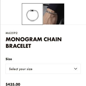 Louis Vuitton men’s monogram silver bracelet